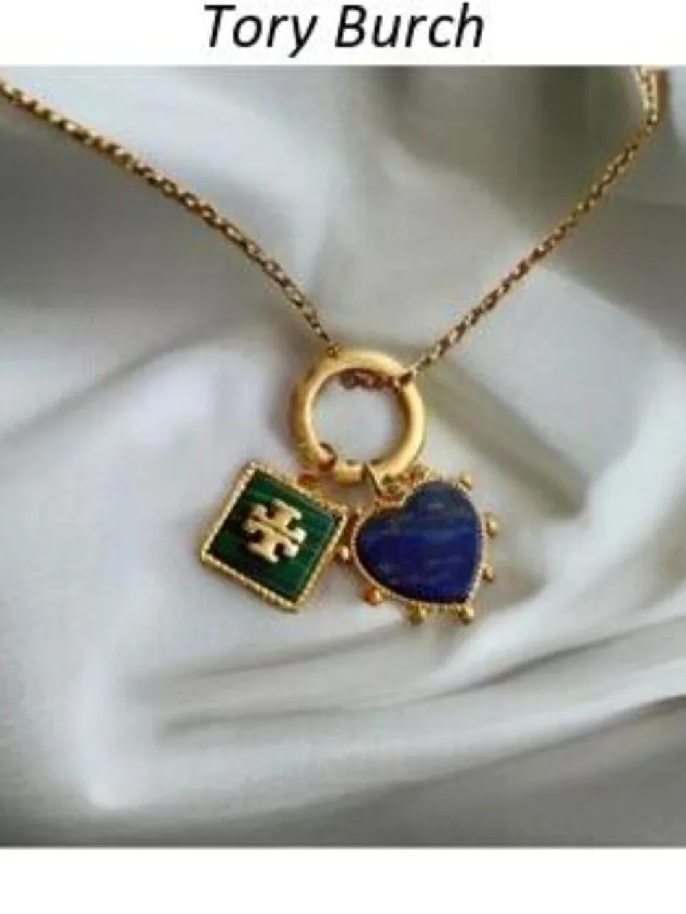 Tory Burch Semi-precious heart charms necklace